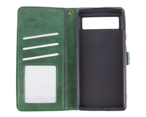 Чохол-книжка Leather GETMAN with card holder Google Pixel 6a green PLS-00-00128748