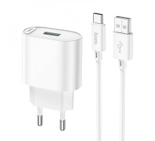 Зарядний пристрій Hoco C109A 18W 3A 1USB-A з кабелем Type-C white PLS-00-00102659