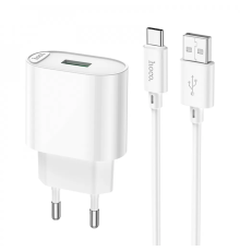 Зарядний пристрій Hoco C109A 18W 3A 1USB-A з кабелем Type-C white PLS-00-00102659