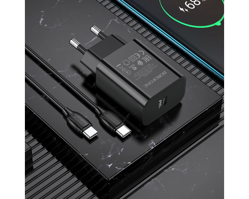Зарядний пристрій Borofone BA65A 20W 3A 1USB-C з кабелем Type-C black PLS-00-00129950