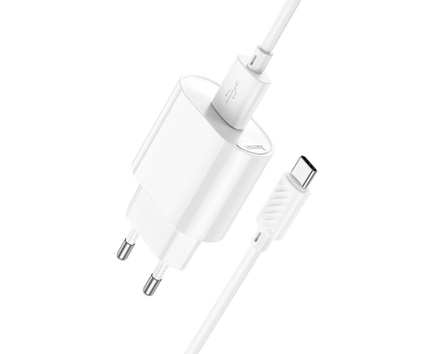 Зарядний пристрій Hoco C109A 10.5W 2.1A USB-A з кабелем Type-C white PLS-00-00149132