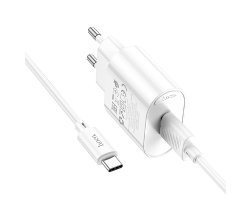 Зарядний пристрій Hoco C109A 10.5W 2.1A USB-A з кабелем Type-C white PLS-00-00149132