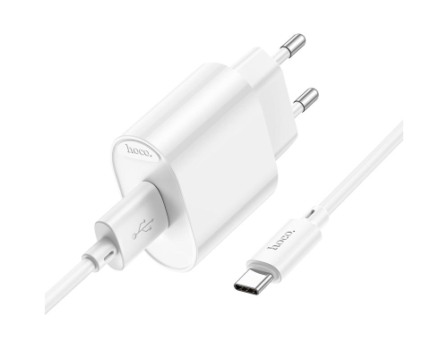 Зарядний пристрій Hoco C109A 10.5W 2.1A USB-A з кабелем Type-C white PLS-00-00149132