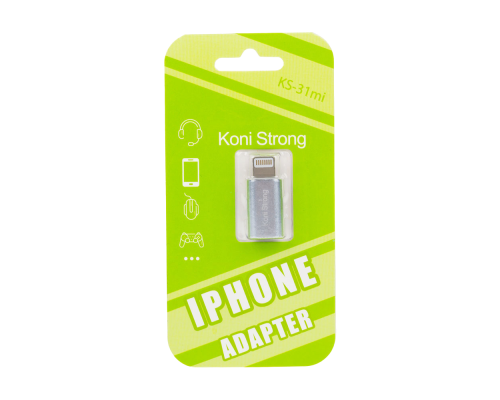 Перехідник Koni Strong KS-31mi Micro USB to Lightning silver PLS-00-00146554