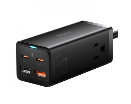 Зарядний пристрій Baseus GaN3 Pro 65W 5A 2USB-A+2USB-C з кабелем Type-C black PLS-00-00096873