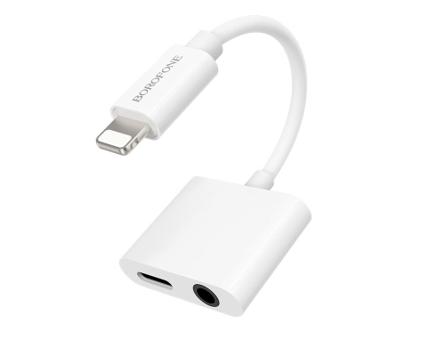 Перехідник Borofone BV12 Lightning to Lightning+3.5мм white PLS-00-00073152