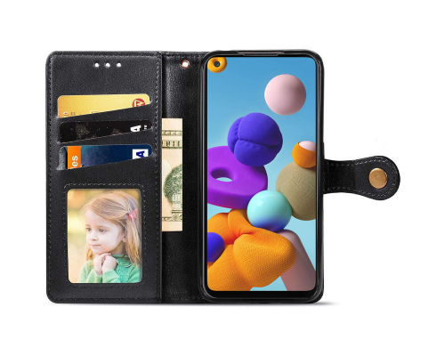 Чохол-книжка Leather GETMAN with card holder Samsung A217 Galaxy A21s black PLS-00-00086122