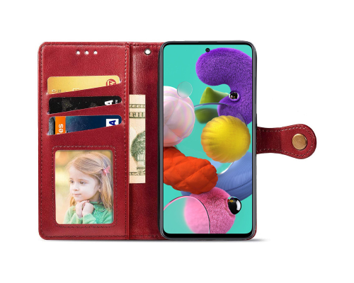 Чохол-книжка Leather GETMAN with card holder Samsung A515 Galaxy A51 red PLS-00-00088228