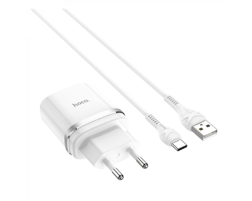 Зарядний пристрій Hoco C12Q 18W 3A 1USB-A з кабелем Type-C white PLS-00-00055709