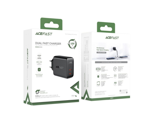 Зарядний пристрій Acefast A9 40W 3A 2USB-C black PLS-00-00101592