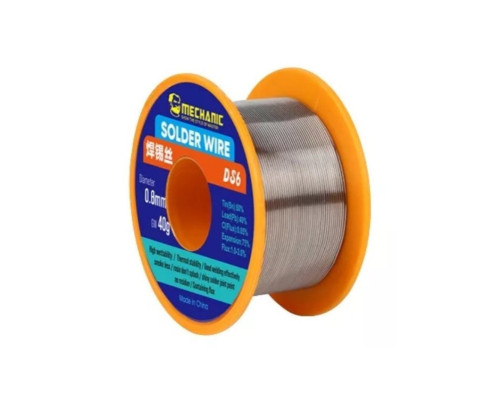 Припій Mechanic DS6, Sn 60% , Pb 40%, флюс 1-3%, 0,8 мм, 40 г st-918546