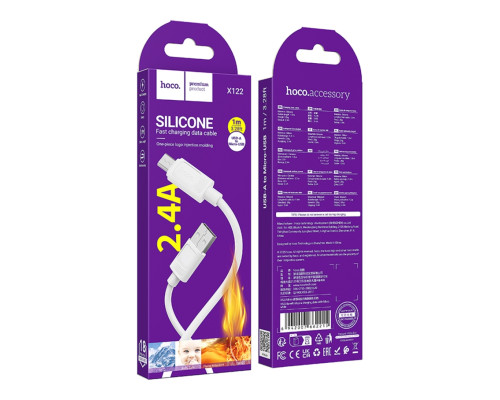 Кабель USB Hoco X122 Silicone Micro 2.4A Білий ma38357_3668377