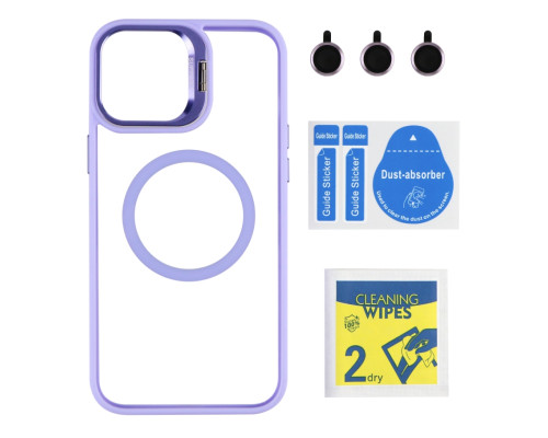 Чехол TPU+PC+Metal Stand Case with MagSafe and Camera Lenses для iPhone 12 Pro Max М'ята упаковка Purple ma85207_220501 2020000506515