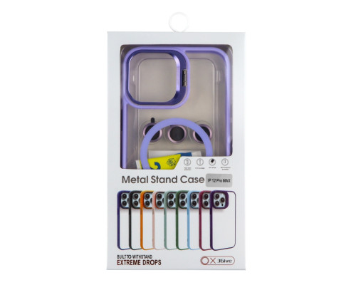Чехол TPU+PC+Metal Stand Case with MagSafe and Camera Lenses для iPhone 12 Pro Max М'ята упаковка Purple ma85207_220501 2020000506515