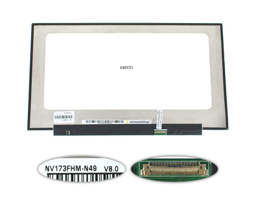 УЦІНКА! Матриця 17.3" NV173FHM-N49 (1920*1080, 30pin(eDP, IPS, 250 cd/m2, кольоропередача 45%), LED, SLIM(без планок та вушок), матова, роз'єм справа внизу) для ноутбука NBB-123283