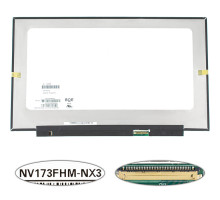 Матриця 17.3" NV173FHM-NX3 (1920*1080, 40pin(eDP, IPS, 120HZ), LED, SLIM(без планок та вушок), матова, роз'єм справа внизу) для ноутбука NBB-124728