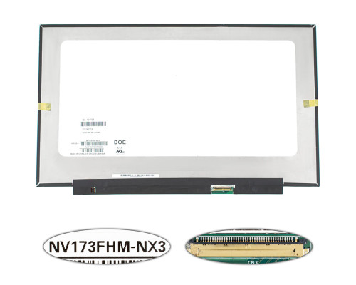 Матриця 17.3" NV173FHM-NX3 (1920*1080, 40pin(eDP, IPS, 120HZ), LED, SLIM(без планок та вушок), матова, роз'єм справа внизу) для ноутбука NBB-124728