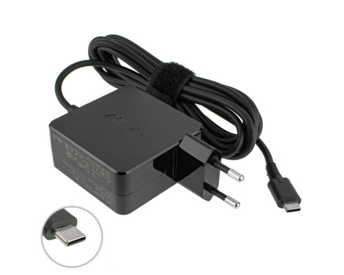 Оригінальний блок питания для ноутбука ASUS USB-C 45W, Type-C, 19V, 2.37A, квадратный, адаптер+переходник, Black NBB-128128