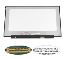 Матриця 17.3" NV173FHM-N4K (1920*1080, 30pin(eDP, IPS, 300cd/m2, 72% NTSC), LED, SLIM(без планок та вушок), матова, роз'єм праворуч внизу) для ноутбука NBB-128239