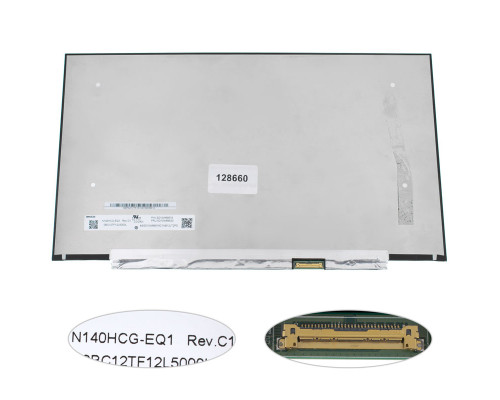 УЦІНКА! Матриця 14.0" N140HCG-EQ1 (1920*1080, 30pin(eDP, IPS, 250cd/m2, 16.7M, 45% NTSC), LED, SLIM (без планок та вушок), матова, роз'єм праворуч внизу, дп=22 narrow border))) для ноутбука NBB-128660