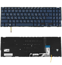Клавіатура для ноутбука ASUS (UX534 series) ukr, blue, без фрейма, підсвічування клавіш(оригінал)