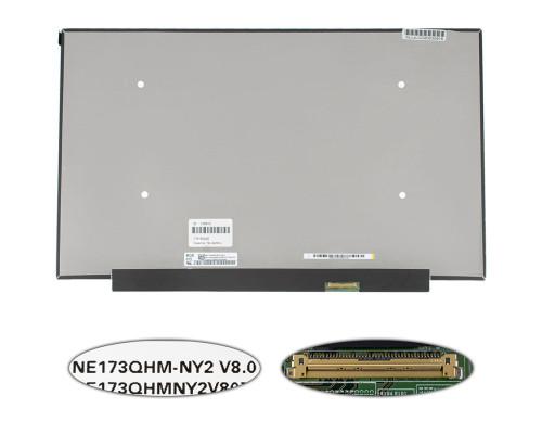 Матриця 17.3 NE173QHM-NY2 (2560*1440, 40pin(eDP, IPS, 165Hz), LED, SLIM(без планок та вушок), матова, роз'єм праворуч знизу) для ноутбука NBB-139915