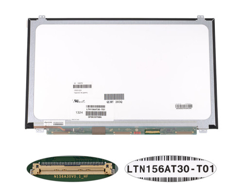 УЦЕНКАМатриця 15.6" LTN156AT30 (1366 * 768, 40pin, LED, SLIM (вертикальні вушка), глянсова, роз'єм справа внизу) для ноутбука (renew) NBB-140270