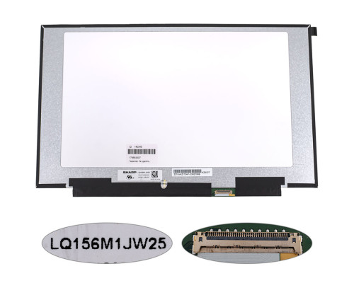 Матриця 15.6" LQ156M1JW25 (1920*1080, 40pin(eDP, IPS, 300HZ), LED, SLIM(без планок та вушок), матова, роз'єм праворуч внизу) для ноутбука NBB-140345