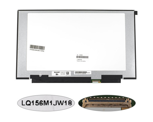 Матриця 15.6" LQ156M1JW18 (1920*1080, 40pin(eDP, IPS, 300HZ), LED, SLIM(без планок та вушок), матова, роз'єм праворуч внизу) для ноутбука NBB-140395