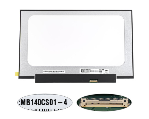 Матриця 14.0 MB140CS01-4 (1920*1080, 30pin(eDP, IPS, 250cd/m2, 16.7M, 72% NTSC), LED, SLIM (без планок та вушок), матова, роз'єм праворуч знизу, дп=220мм, (narrow border)) для ноутбука NBB-140421