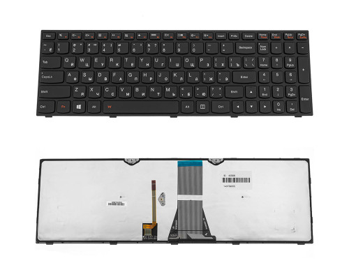 Клавіатура для ноутбука LENOVO (G50-30, G50-45, G50-70, Z50-70, Z50-75, Flex 2-15) rus, black, підсвічування клавіш NBB-42509