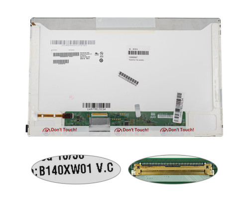 Матриця 14.0 B140XW01 V.C (1366*768, 40pin, LED, NORMAL, глянцева, роз'єм ліворуч знизу) для ноутбука (renew) NBB-61814