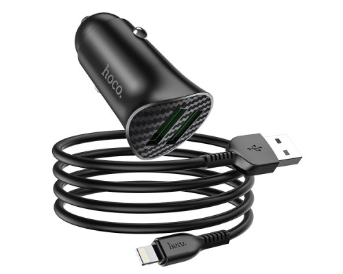 Автомобільний Зарядний Пристрій Hoco Z39 QC3.0 Lightning 2USB Колір Чорний 6931474735041