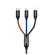 Кабель Baseus Three Primary Colors 3-in-1 5A (1.2m) black