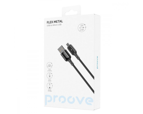 Кабель Proove Flex Metal Micro USB 2.4A (1m) white