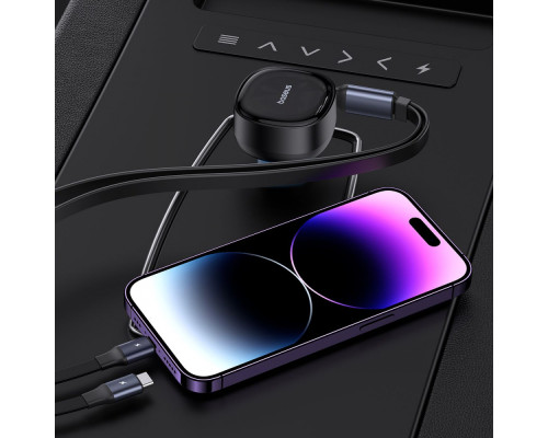 АЗП Baseus Enjoyment Pro Car Charger Type-C + Retractable C & iP Cable 60W black 2003000228915 6932172641641