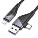 Кабель Hoco U95 2in1 Freeway 2in1 USB to Type-C + Lightning PD 60W (1.2m) black