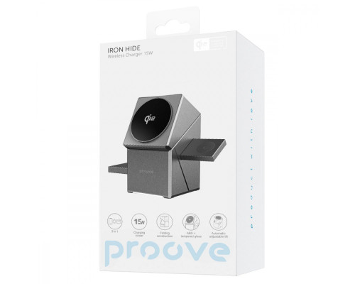 Бездротовий ЗП Proove Iron Hide 3 in 1 Qi2 gray 2003000152715 6901118718761