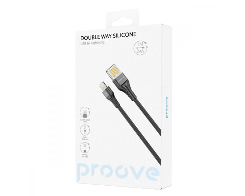 Кабель Proove Double Way Silicone Lightning 2.4A (1m) black