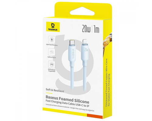 Кабель Baseus Foamed Silicone Fast Charging Type-C to Lightning 20W (1m) blue 2003000288841 6932172693909