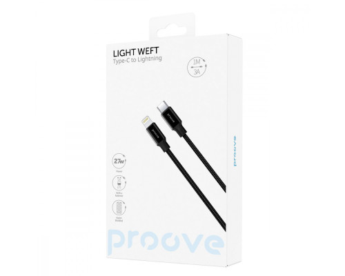 Кабель Proove Light Weft Type-C to Lightning 27W (1m) black