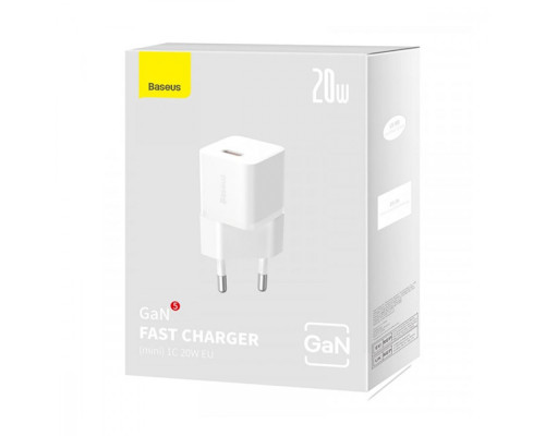 МЗП Baseus GaN5S Fast Charger 20W (1 Type-C) white 2001001831004 6932172648831