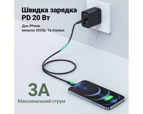 Кабель Acefast C3-01 Type-C to Lightning 30W (1.2m) black