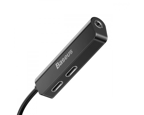 Перехідник AUX Baseus L52 Lightning to 2xLightning + 3.5mm black