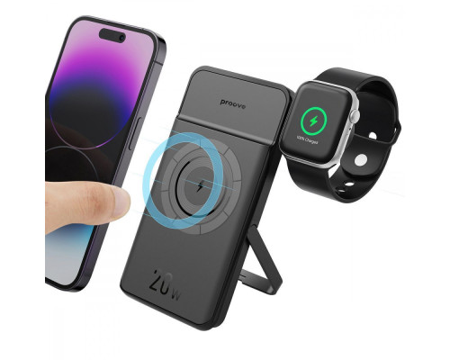 Портативна Батарея/Бездротовий ЗП Proove Power Stand 2 in 1 20W 10000mAh black 2003000150476 6901114317869