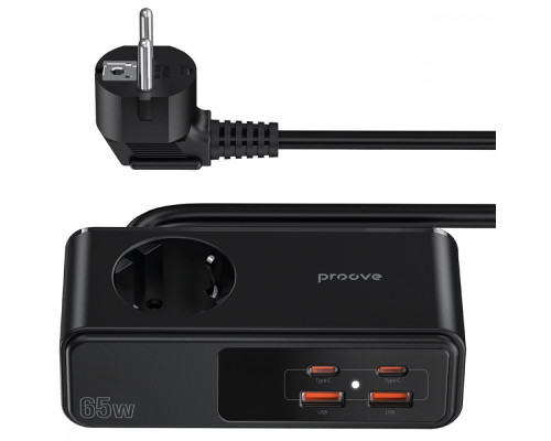 Мережевий фільтр Proove Homester Pro 65W (AC + 2xType-C + 2xUSB) 1.5m black 2003000220520 6901119327849