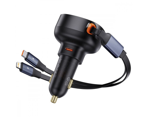 АЗП Baseus Enjoyment Pro Car Charger Type-C + Retractable C & iP Cable 60W black 2003000228915 6932172641641