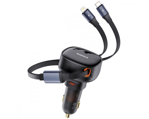 АЗП Baseus Enjoyment Pro Car Charger Type-C + Retractable C & iP Cable 60W black 2003000228915 6932172641641