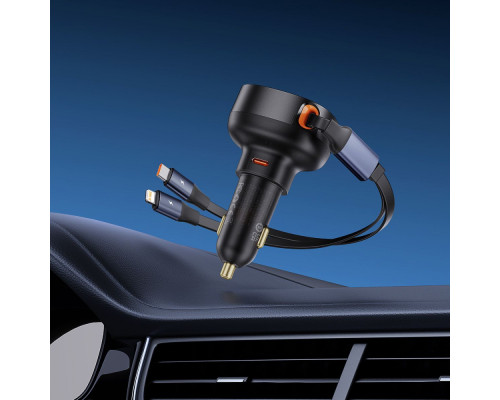 АЗП Baseus Enjoyment Pro Car Charger Type-C + Retractable C & iP Cable 60W black 2003000228915 6932172641641