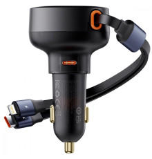 АЗП Baseus Enjoyment Pro Car Charger Type-C + Retractable C & iP Cable 60W black 2003000228915 6932172641641